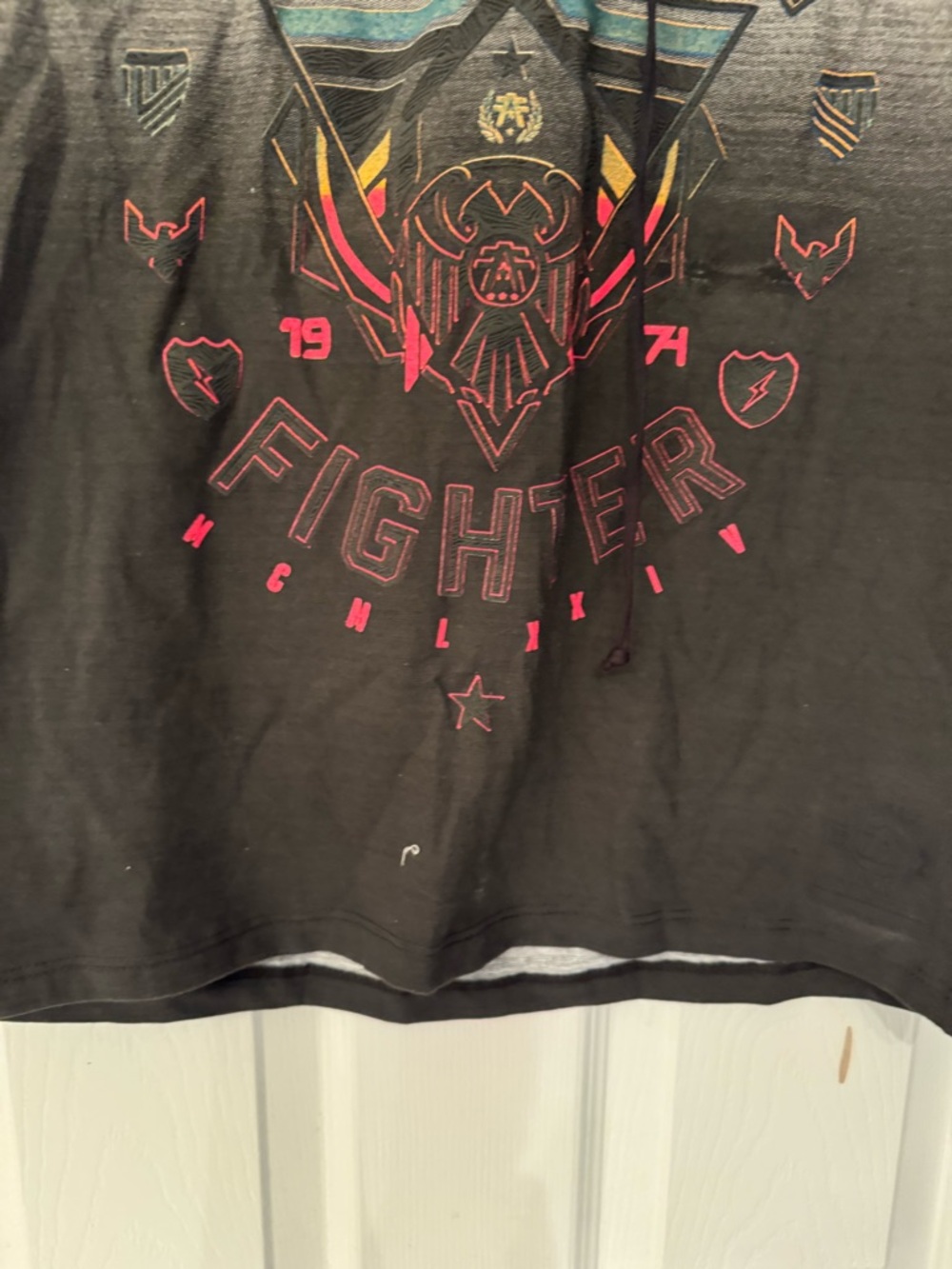 American Fighter College Park T-Shirt Striped Women’s Gray & Black Size Medium - Picture 10 of 14